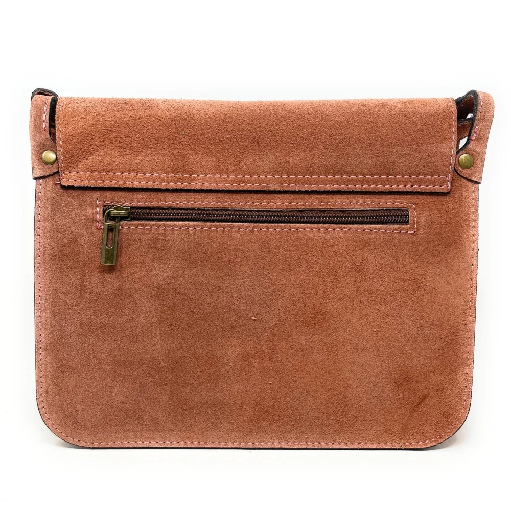 Sac cartable en daim KENT Rose poudre - Image 4