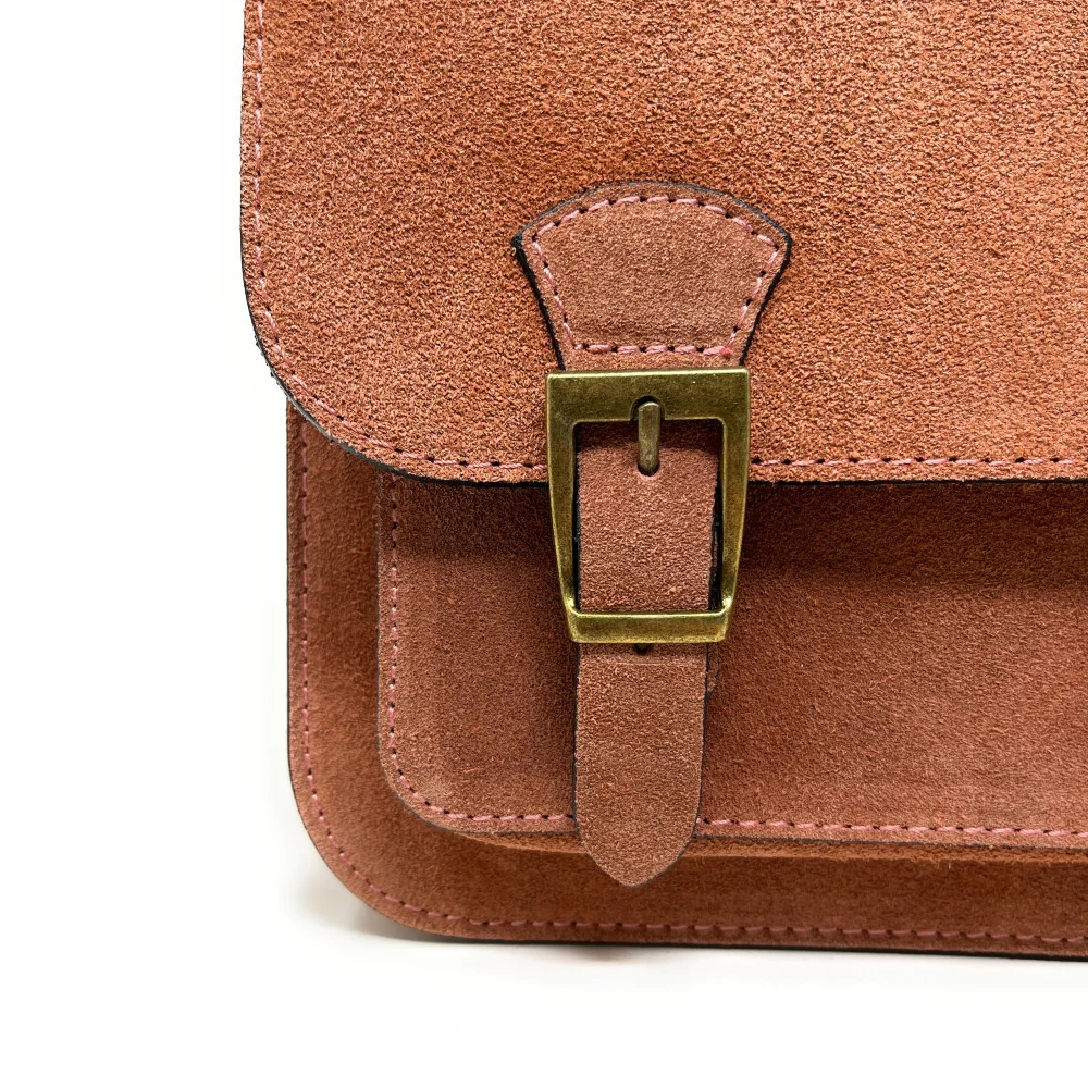 Sac cartable en daim KENT Rose poudre - Image 5