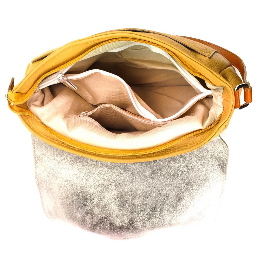 Sac bandoulière en cuir grainé et irisé BONIFACIO Camel - Image 5