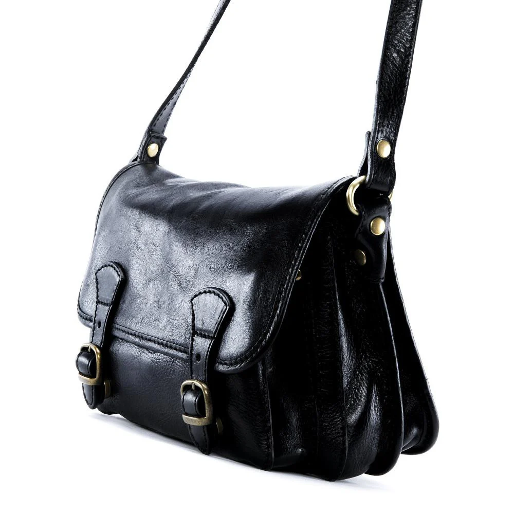 Sac bandoulière en cuir lisse NAGAÏ Noir - Image 2