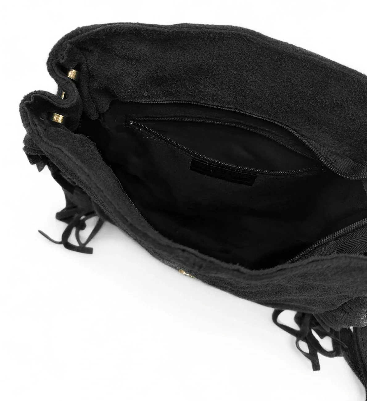Sac bandoulière en daim CHEYENNE Noir - Image 7