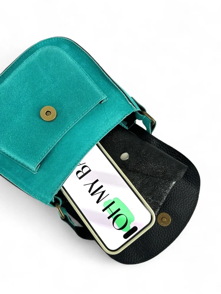 Sac bandoulière en daim PACHUCA Bleu turquoise - Image 6