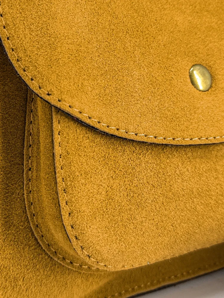 Sac bandoulière en daim PACHUCA Jaune Moutarde - Image 7