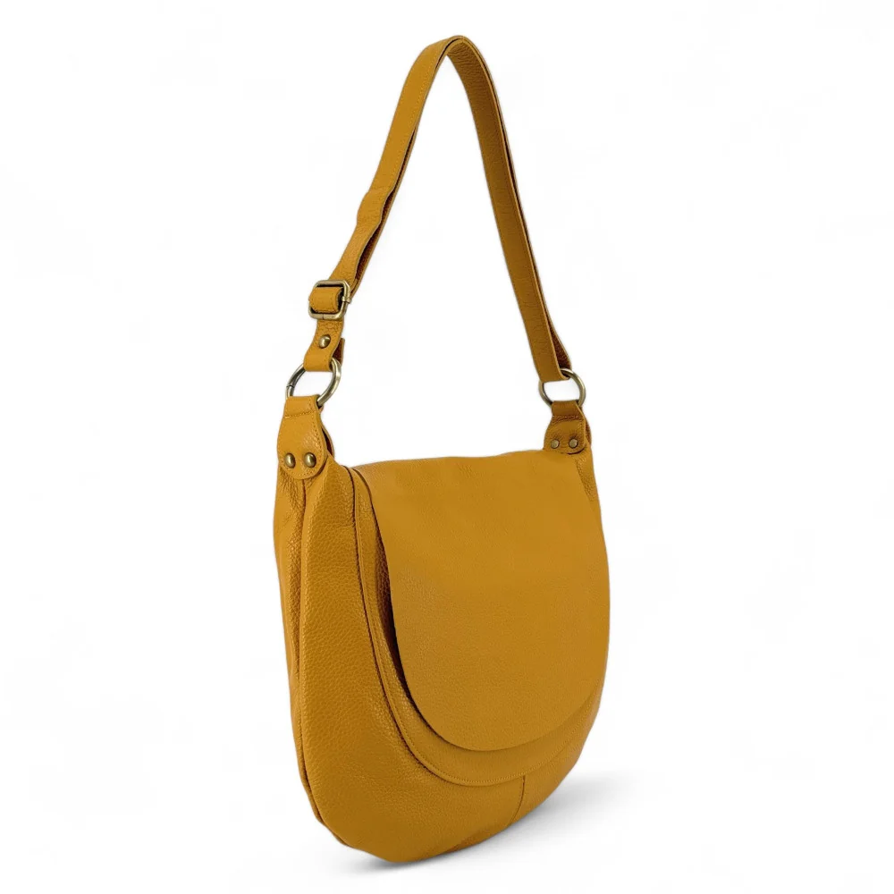 Sac besace à bandoulière en cuir grainé BIG CITIZEN Jaune tournesol - Image 3