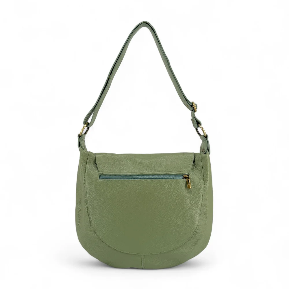 Sac besace à bandoulière en cuir grainé BIG CITIZEN Vert pastel - Image 3