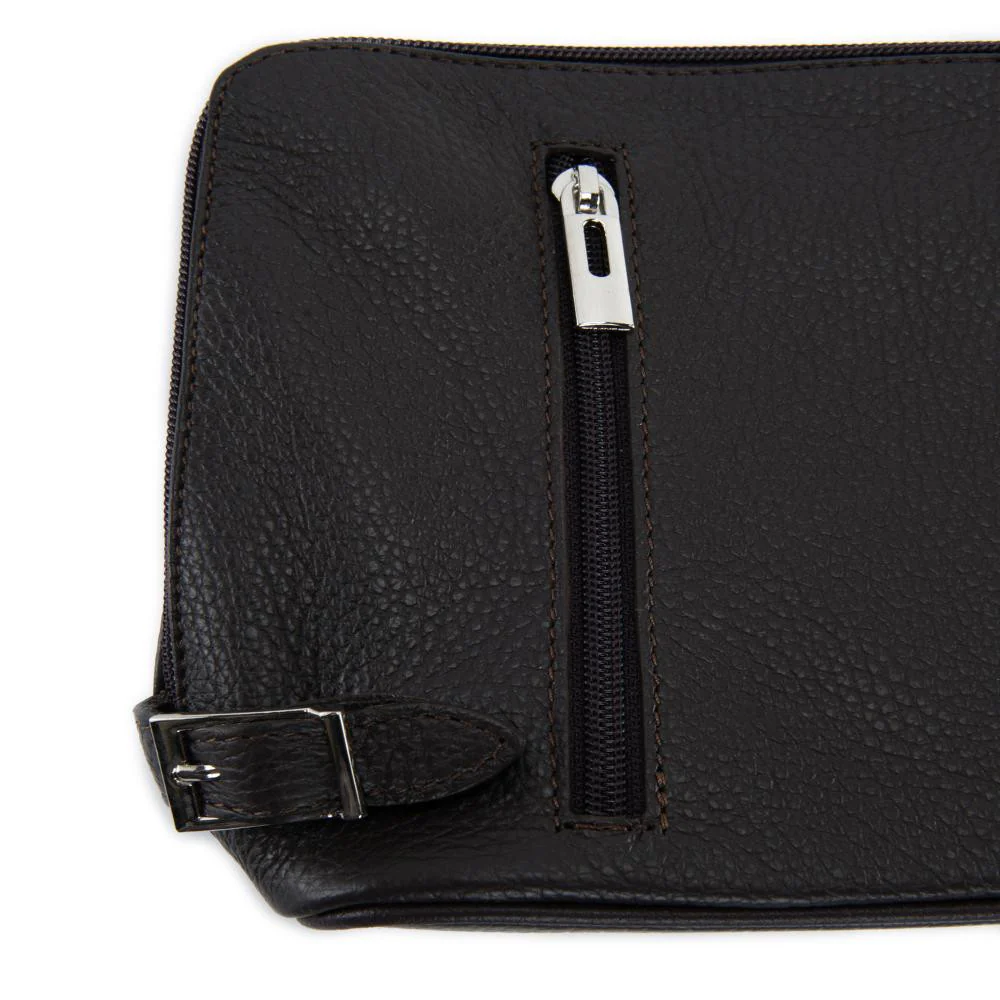 Mini sac à bandoulière en cuir grainé italien MIA Chocolat - Image 5