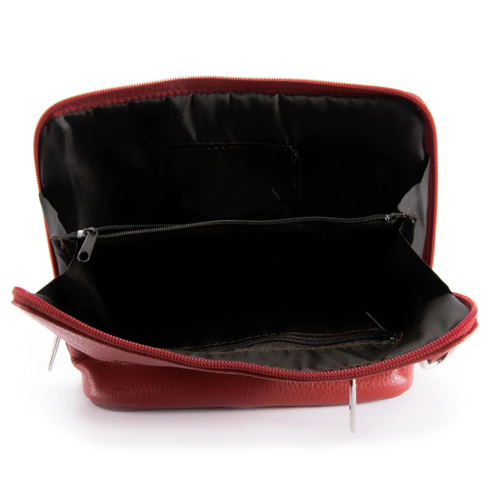 Mini sac à bandoulière en cuir grainé italien MIA Rouge garance - Image 5