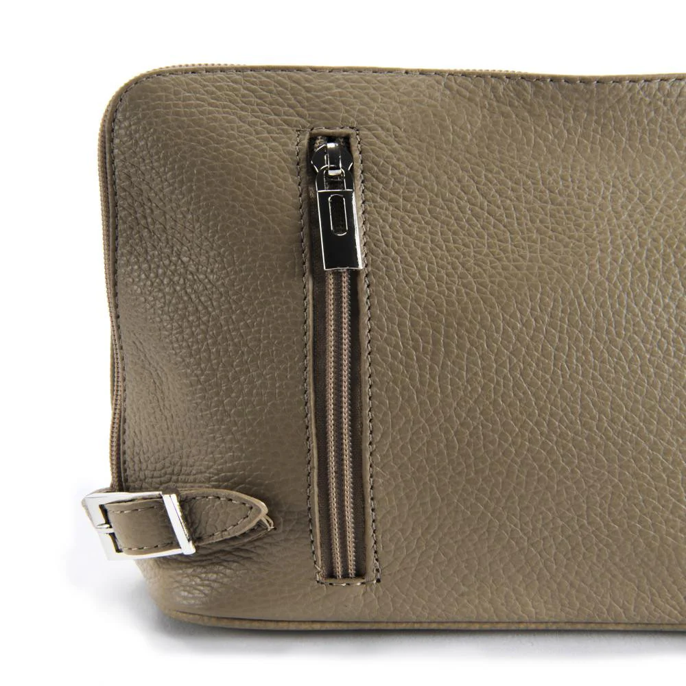 Mini sac à bandoulière en cuir grainé italien MIA Taupe clair - Image 4