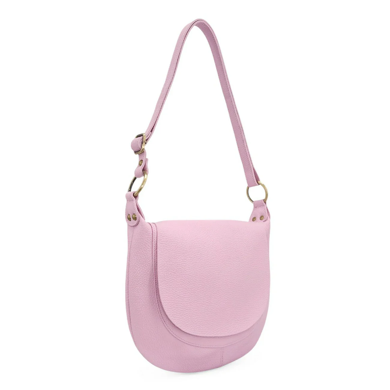 Sac bandoulière en cuir grainé LITTLE CITIZEN Rose pastel - Image 3