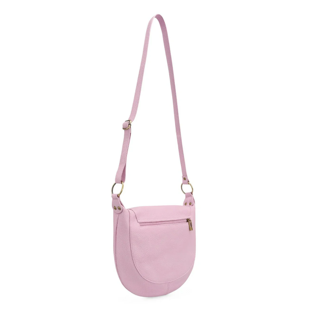 Sac bandoulière en cuir grainé LITTLE CITIZEN Rose pastel - Image 5