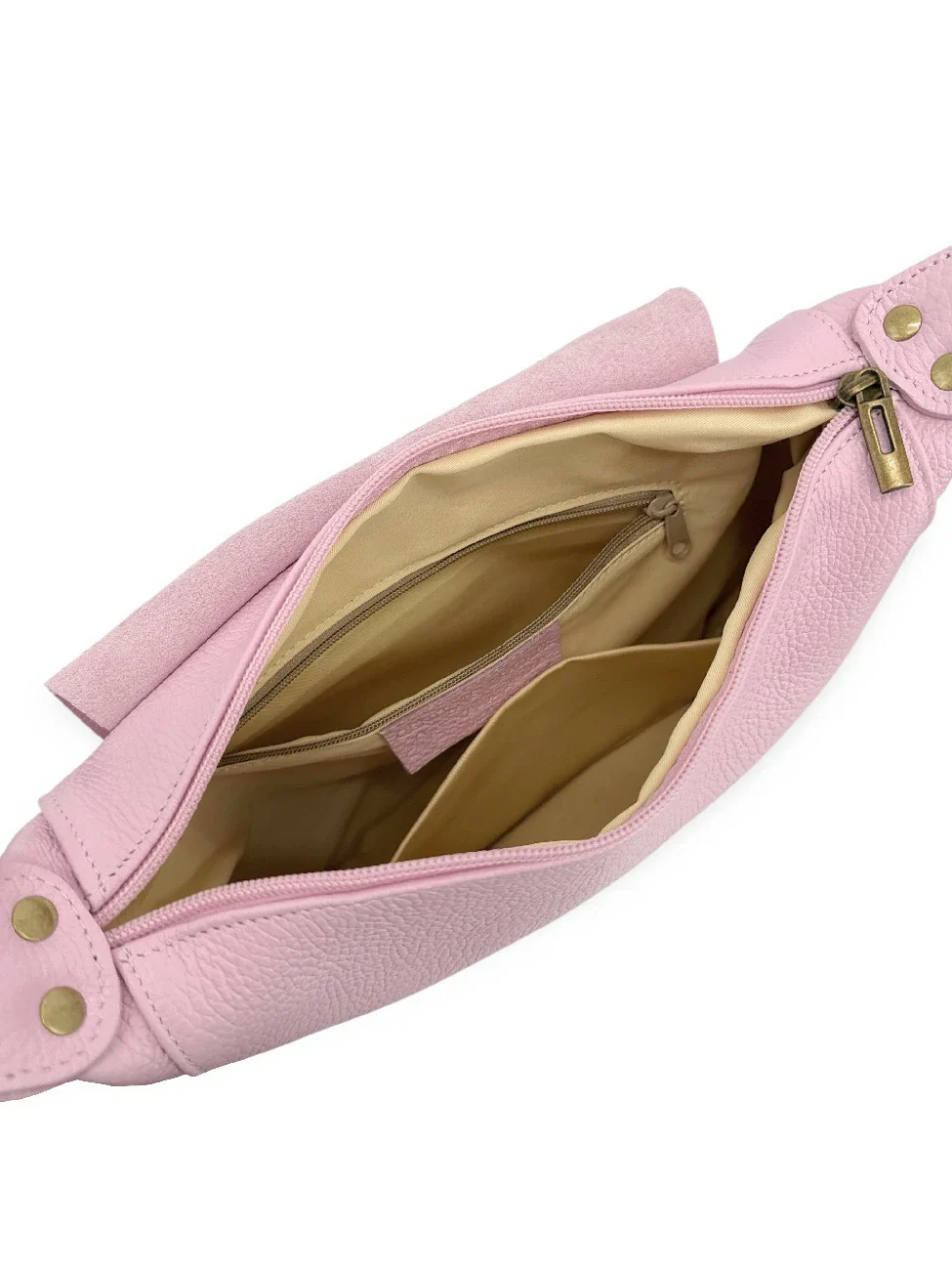 Sac bandoulière en cuir grainé LITTLE CITIZEN Rose pastel - Image 6