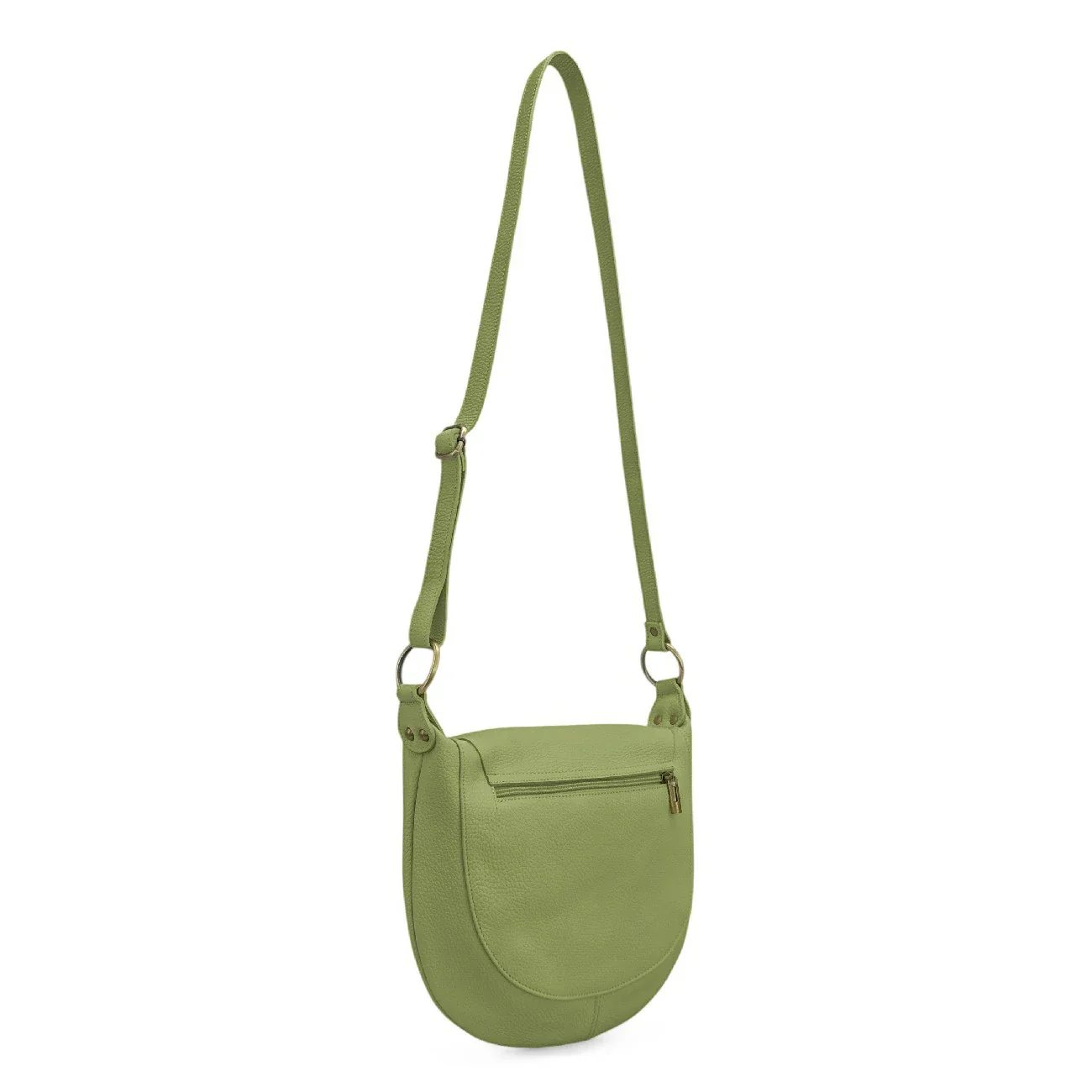 Sac bandoulière en cuir grainé LITTLE CITIZEN Vert matcha latte - Image 5
