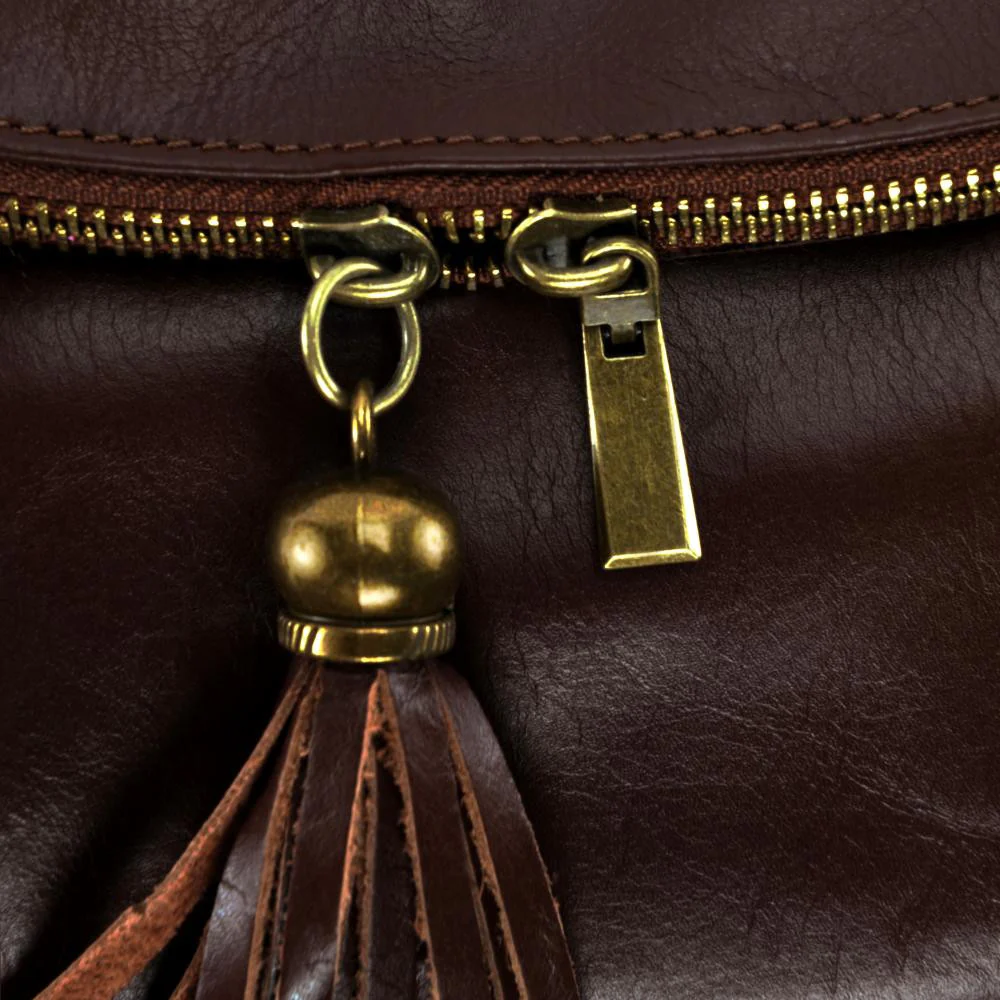 Sac bandoulière en cuir lisse 72 HEURES Châtaigne - Image 6