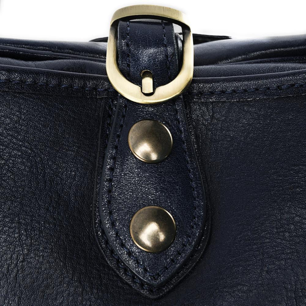 Sac bandoulière en cuir lisse VERLAINE Bleu marine - Image 4