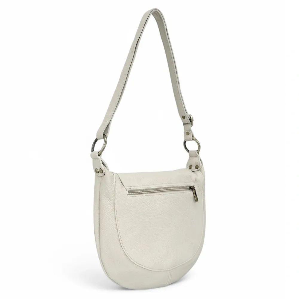 Sac bandoulière en cuir grainé LITTLE CITIZEN Beige crème - Image 5