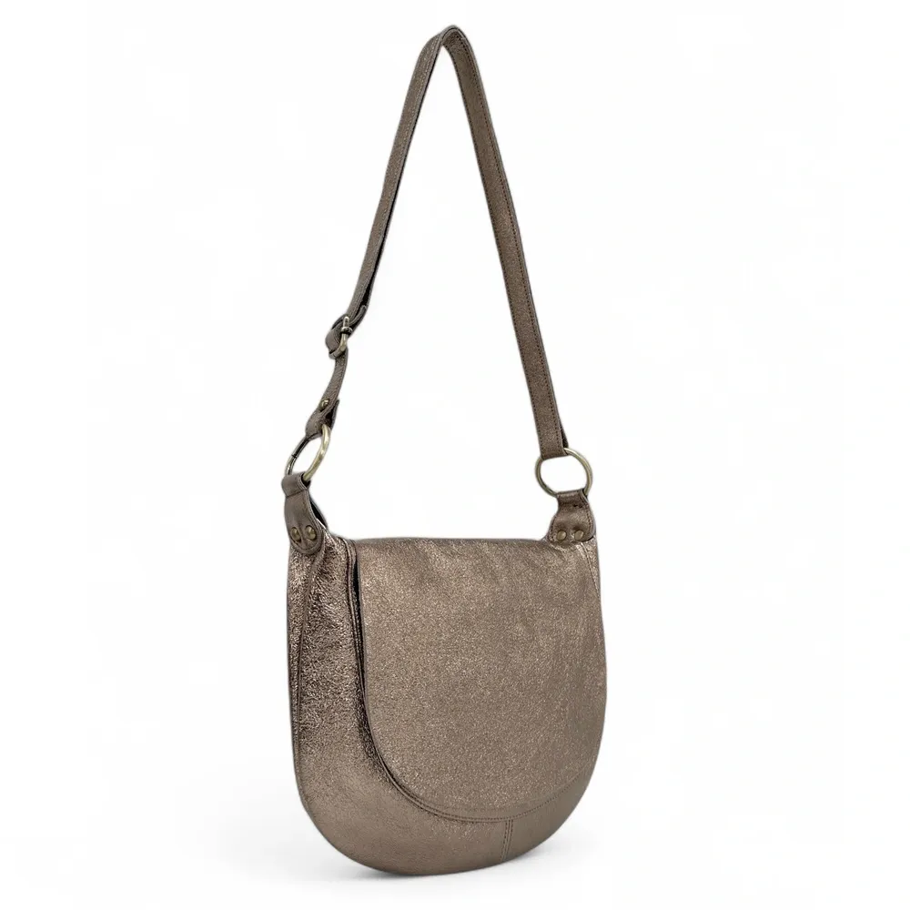 Sac bandoulière en cuir métallisé LITTLE CITIZEN Champagne irisé - Image 3