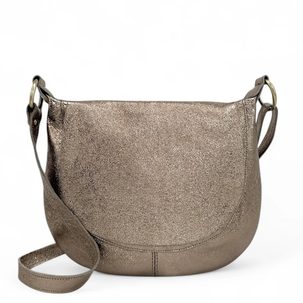 Sac bandoulière en cuir métallisé LITTLE CITIZEN Champagne irisé - Image 4