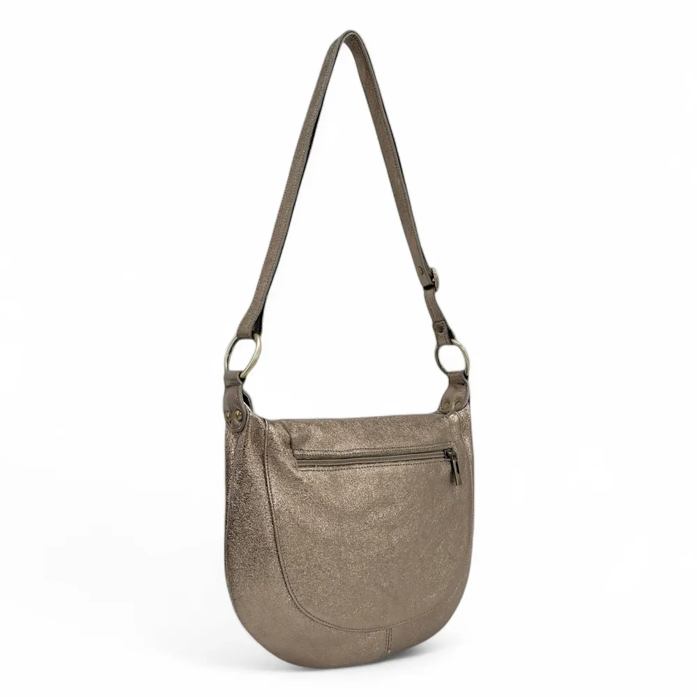 Sac bandoulière en cuir métallisé LITTLE CITIZEN Champagne irisé - Image 5