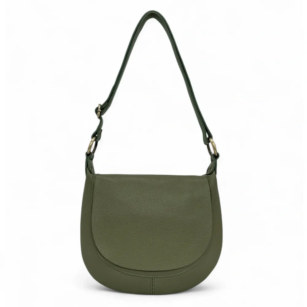 Sac bandoulière en cuir grainé LITTLE CITIZEN Kaki - Image 2