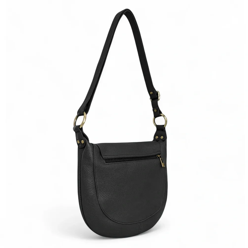 Sac bandoulière en cuir grainé LITTLE CITIZEN Noir - Image 5