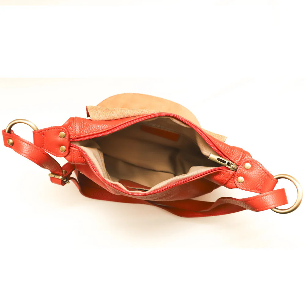 Sac bandoulière en cuir grainé LITTLE CITIZEN Orange - Image 4