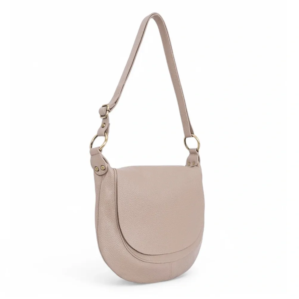 Sac bandoulière en cuir grainé LITTLE CITIZEN Rose nude - Image 3