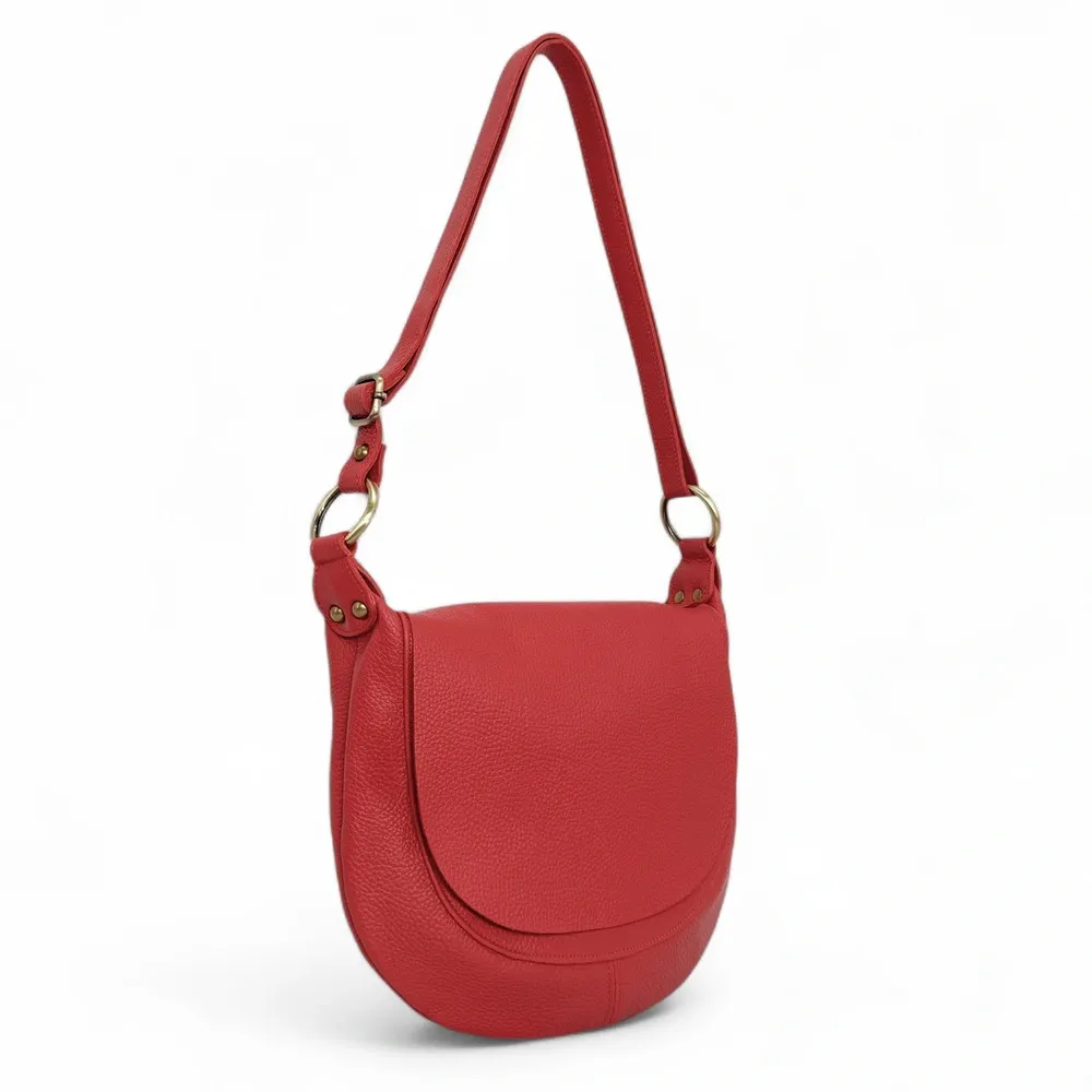 Sac bandoulière en cuir grainé LITTLE CITIZEN Rouge garance - Image 3