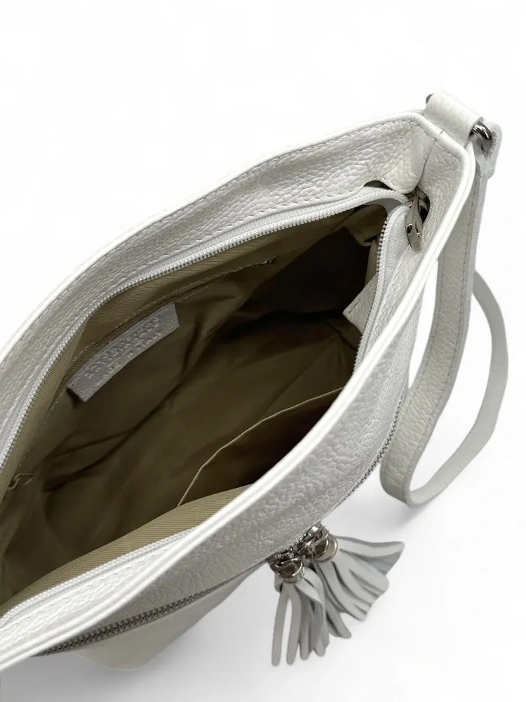 Sac bandoulière en cuir grainé LONDON Blanc - Image 7