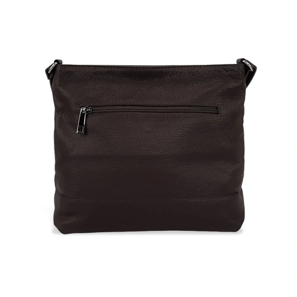 Sac bandoulière en cuir grainé LONDON Chocolat - Image 3