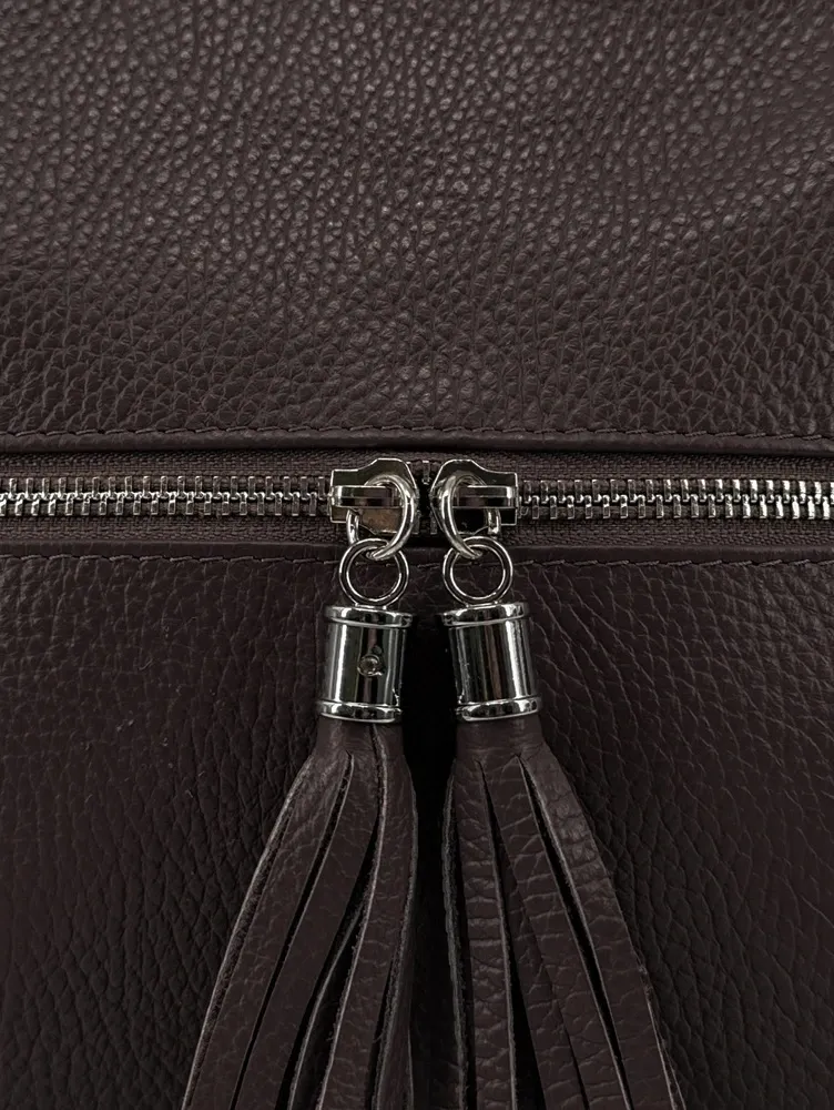 Sac bandoulière en cuir grainé LONDON Chocolat - Image 6