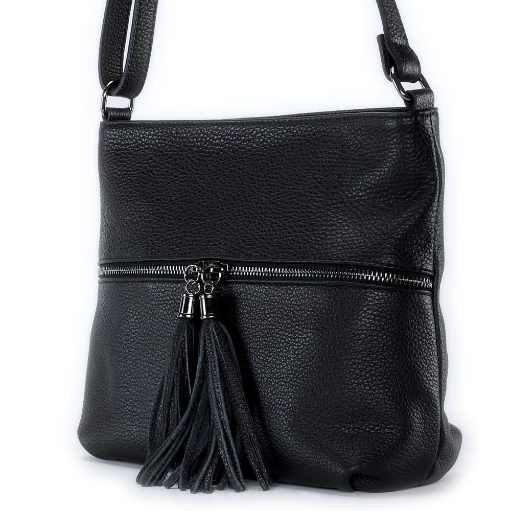 Sac bandoulière en cuir grainé LONDON Noir - Image 3