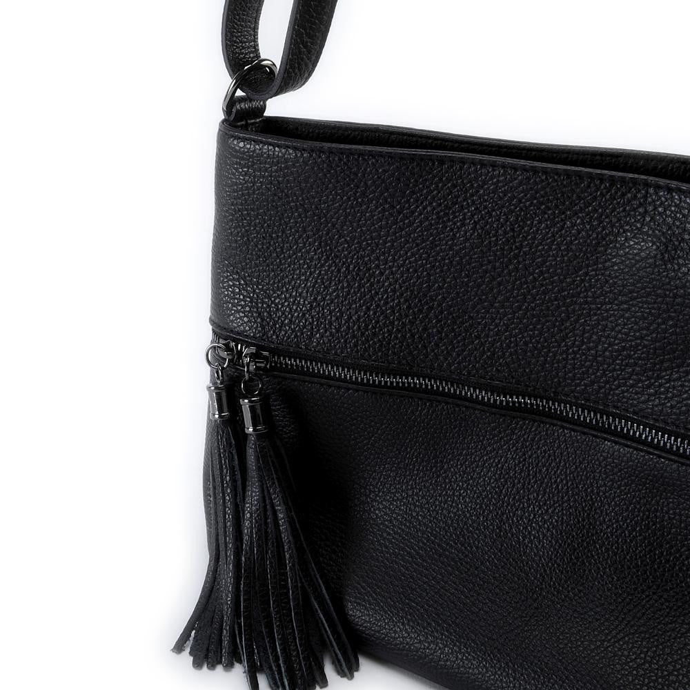 Sac bandoulière en cuir grainé LONDON Noir - Image 4