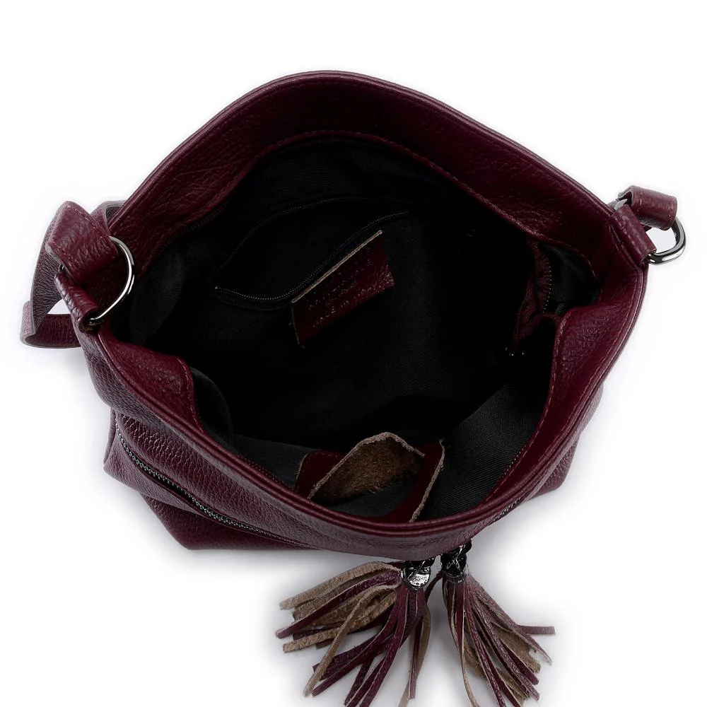 Sac bandoulière en cuir grainé LONDON Prune - Image 5