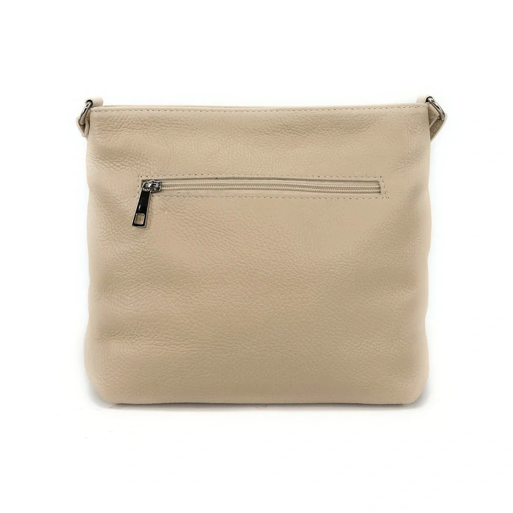 Sac bandoulière en cuir grainé LONDON Taupe clair - Image 3