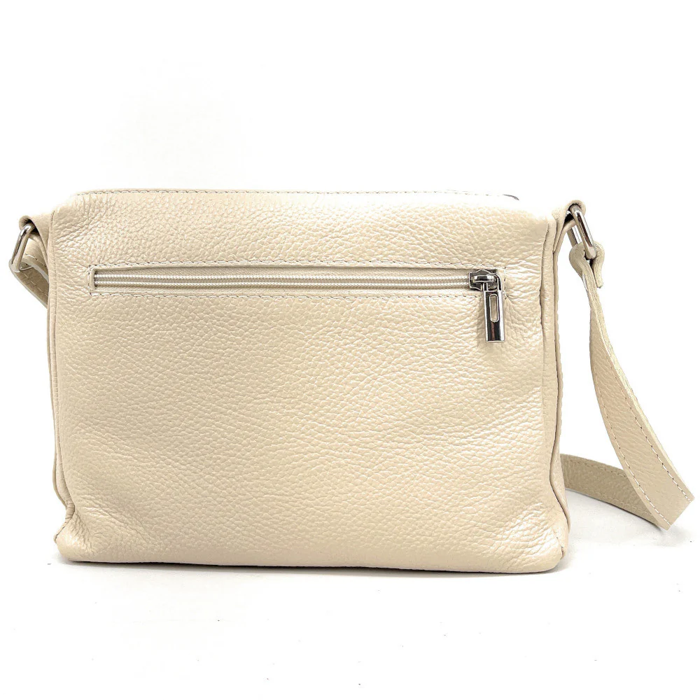 Sac trotteur à bandoulière en cuir grainé MANHATTAN Beige crème - Image 3