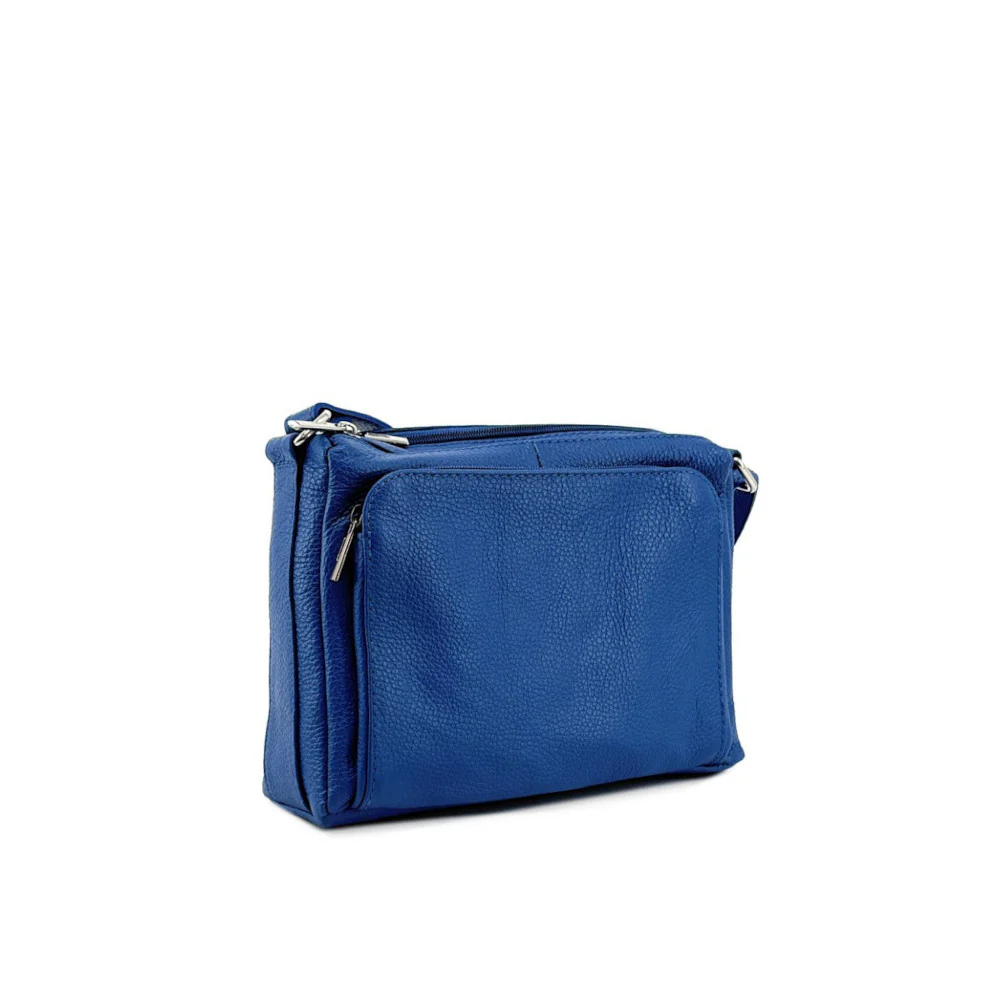 Sac trotteur à bandoulière en cuir grainé MANHATTAN Bleu roi - Image 2