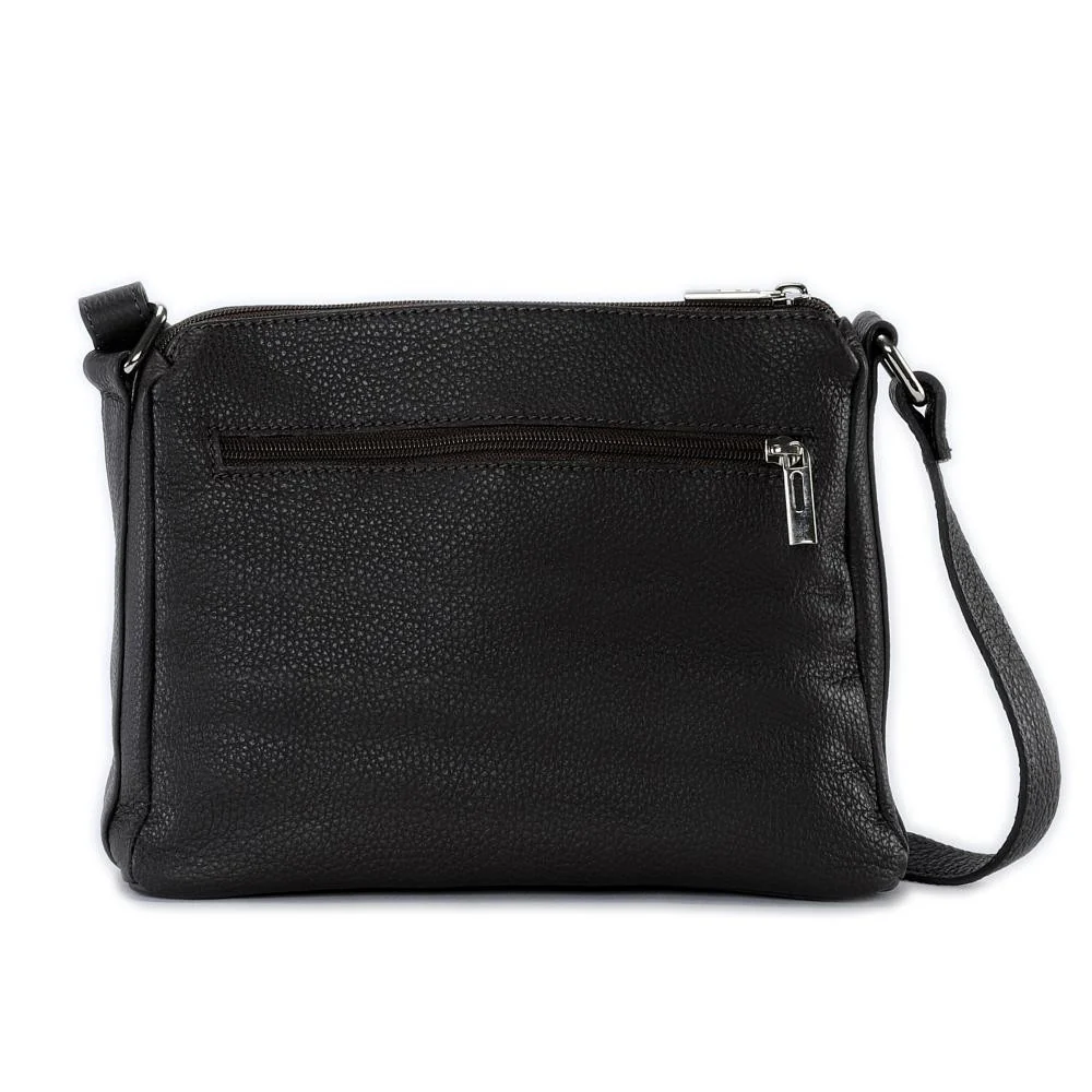 Sac trotteur à bandoulière en cuir grainé MANHATTAN Chocolat - Image 2