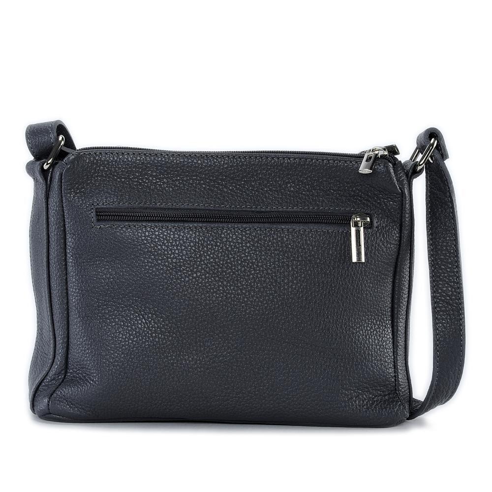 Sac trotteur à bandoulière en cuir grainé MANHATTAN Gris foncé - Image 2