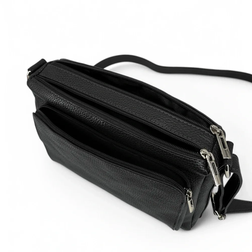 Sac trotteur à bandoulière en cuir grainé MANHATTAN Noir - Image 8
