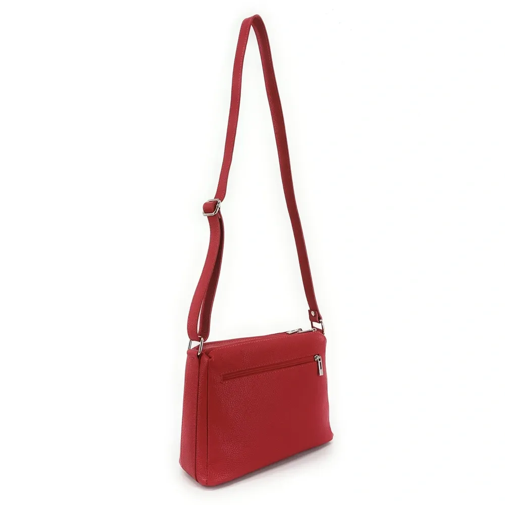 Sac trotteur à bandoulière en cuir grainé MANHATTAN Rouge garance - Image 5