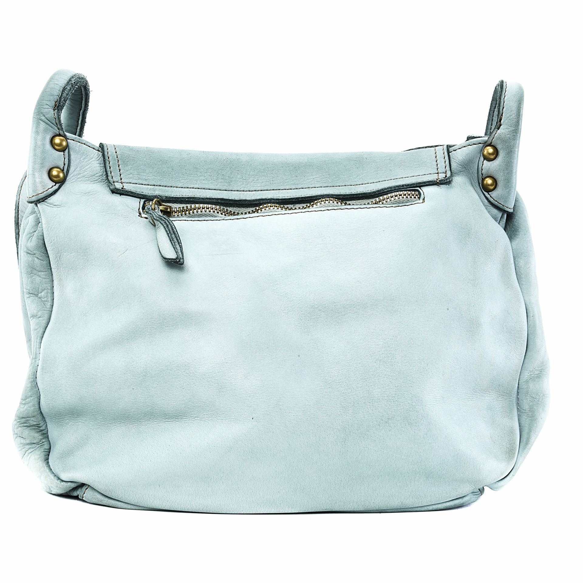 Sac besace à bandoulière en cuir vintage MISS CLYDE Bleu pastel - Image 2