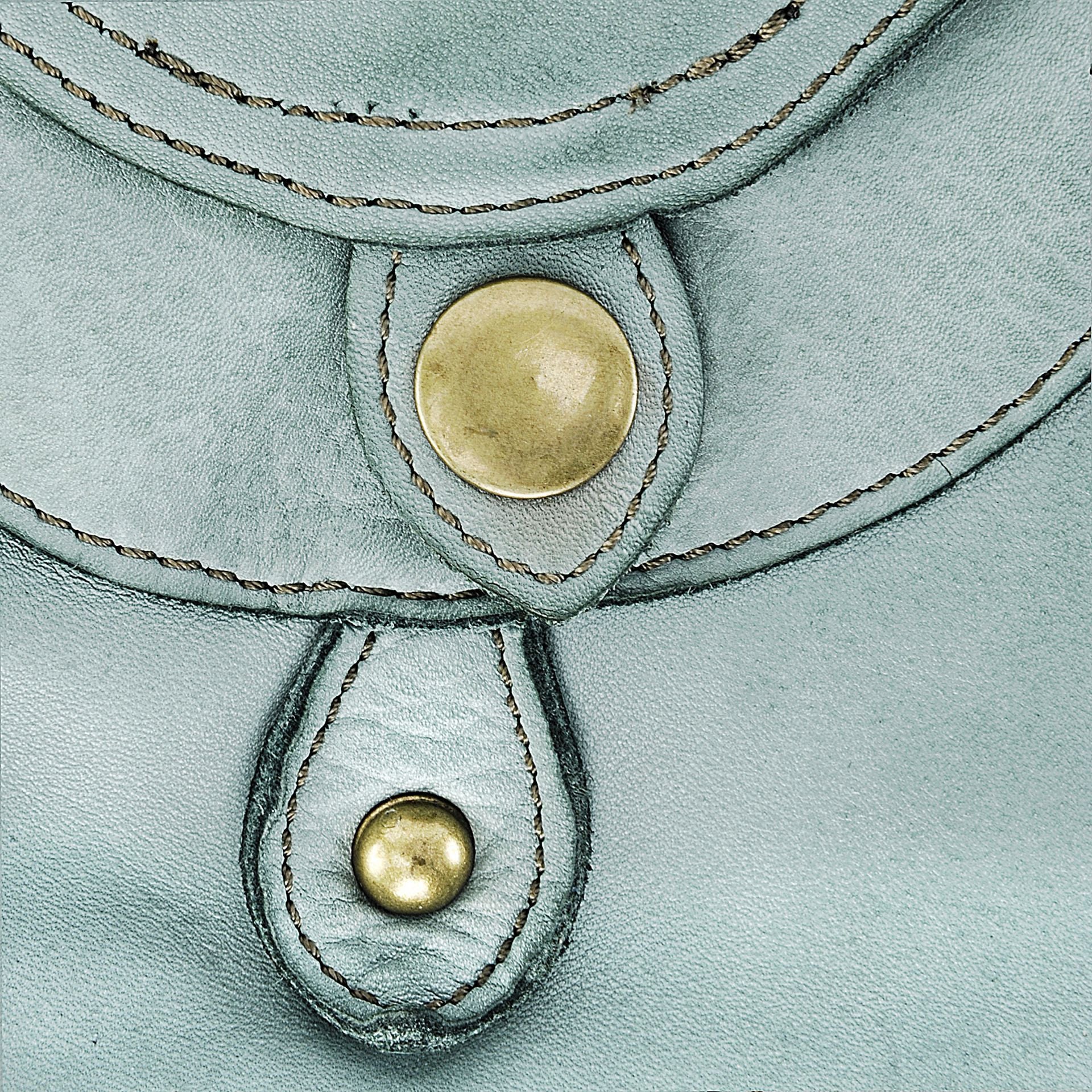 Sac besace à bandoulière en cuir vintage MISS CLYDE Bleu pastel - Image 4