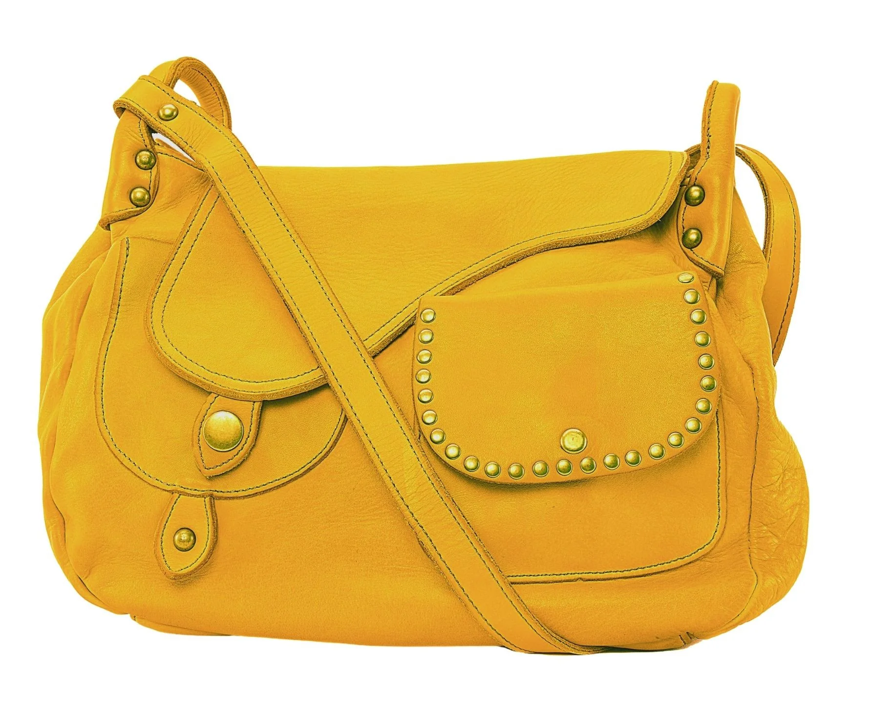 Sac besace à bandoulière en cuir vintage MISS CLYDE Safran