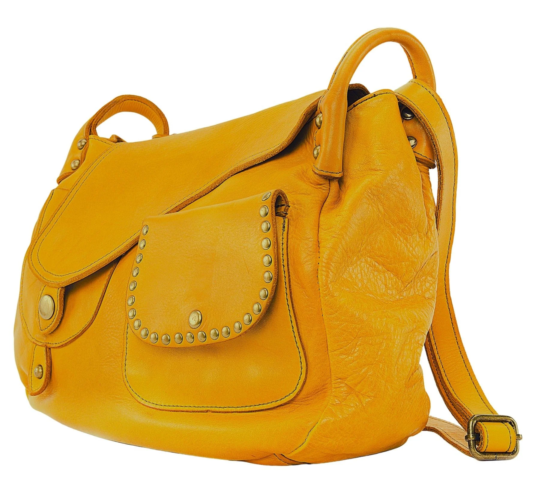 Sac besace à bandoulière en cuir vintage MISS CLYDE Safran - Image 3