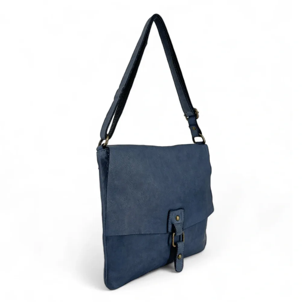 Sac besace à bandoulière en cuir vintage MISS COQUETTE Bleu profond - Image 5