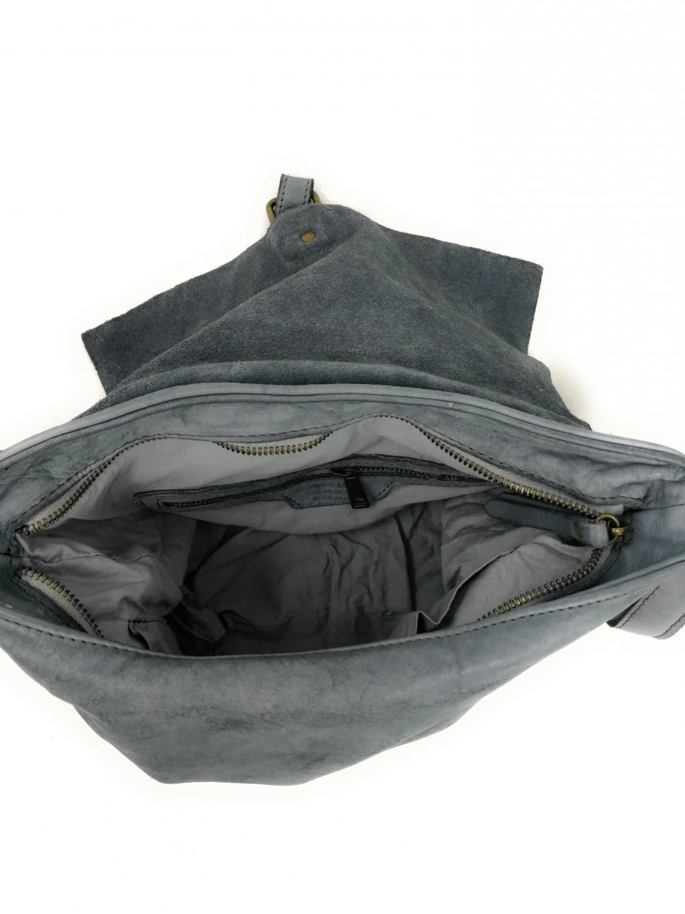 Sac besace à bandoulière en cuir vintage MISS COQUETTE Gris clair - Image 4
