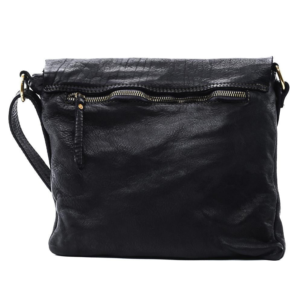 Sac besace à bandoulière en cuir vintage MISS COQUETTE Noir - Image 3