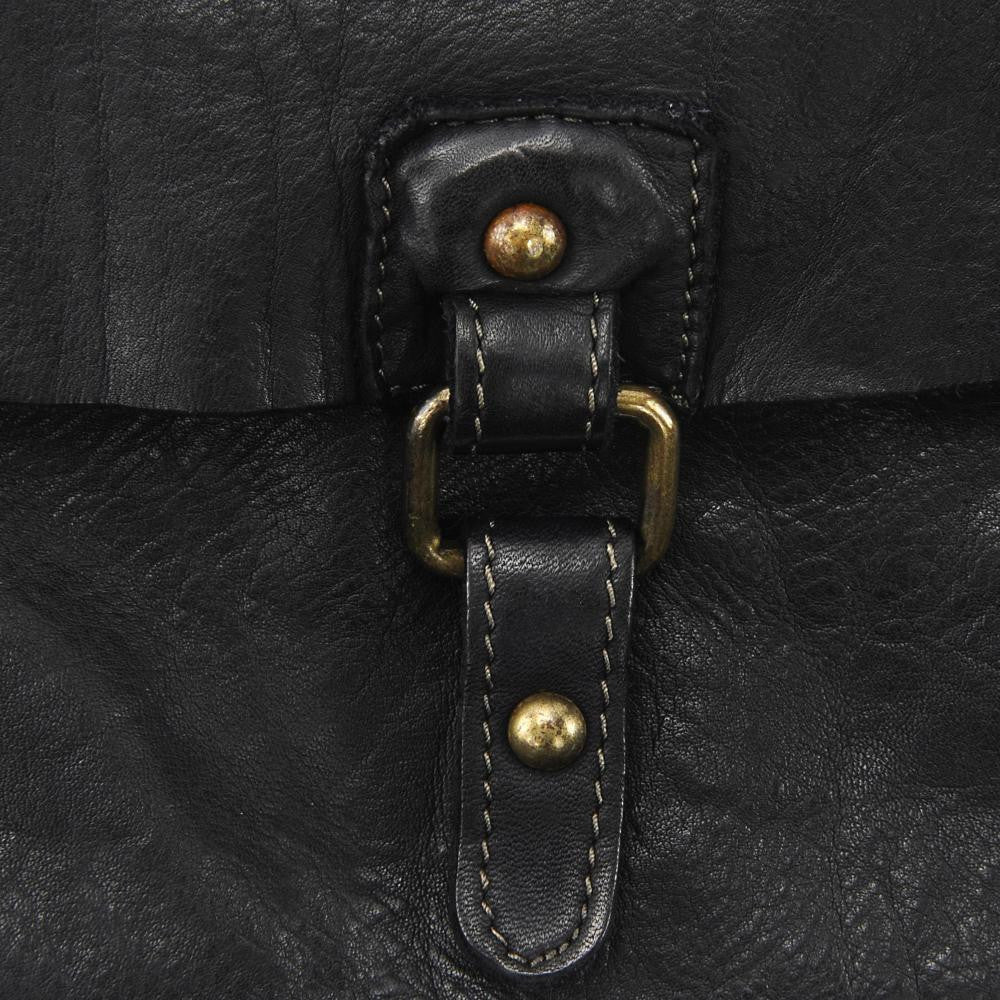 Sac besace à bandoulière en cuir vintage MISS COQUETTE Noir - Image 4