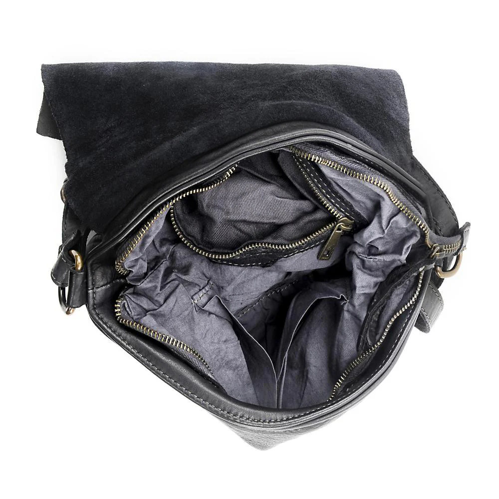 Sac besace à bandoulière en cuir vintage MISS COQUETTE Noir - Image 5