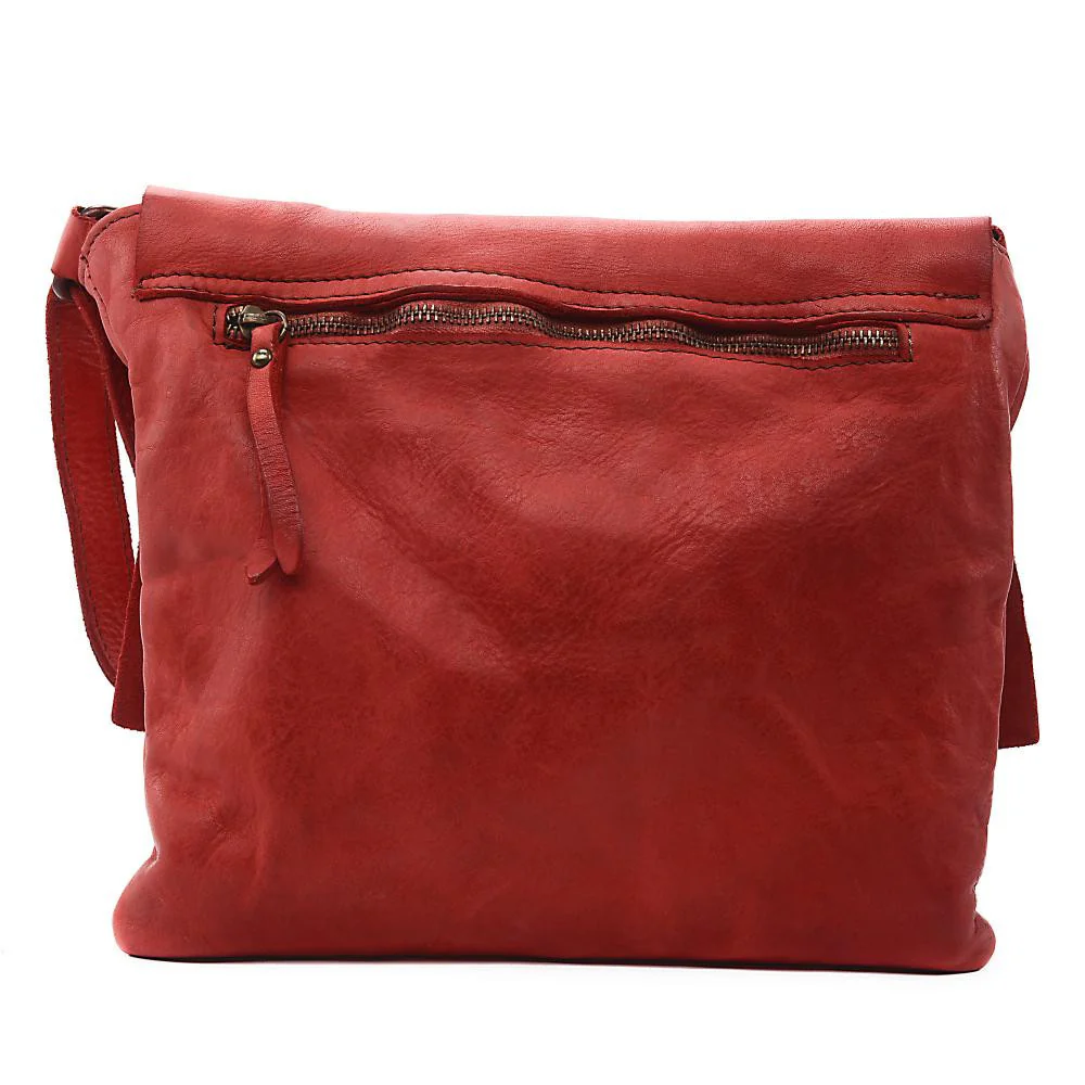 Sac besace à bandoulière en cuir vintage MISS COQUETTE Rouge garance - Image 3